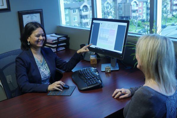 Dr goes over test results with patient