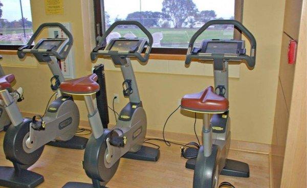 Enjoy beautiful views while riding upright or recumbent exercise bikes.