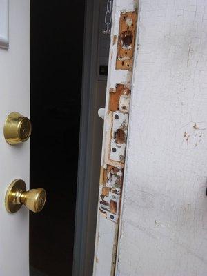 The worn out locks of my old door on my poorly renovated unit.