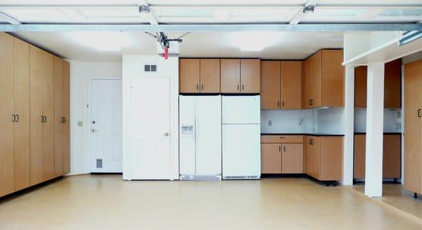 Look at this overflow kitchen space in the garage.