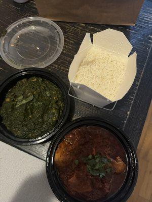 Chana Saag and Chicken Vindaloo