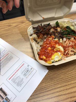 The bibimbap special - chowing down during my class