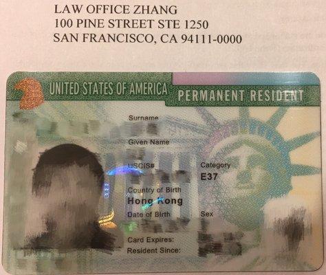 EB3 Green Card Approval |The Law Office of Zhang, Immigration Law Office for US Immigration.