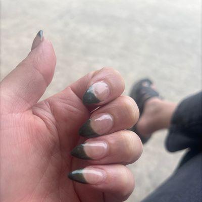 I got a nice green French manicure to match my green hair