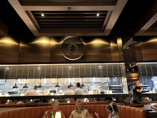 Seating overlooking open kitchen