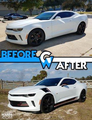 Chevy Camaro Black and Red Stripe Kit Vinyl Wrap