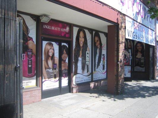 San Pablo Avenue entrance at Angel Beauty Supply in Oakland, California