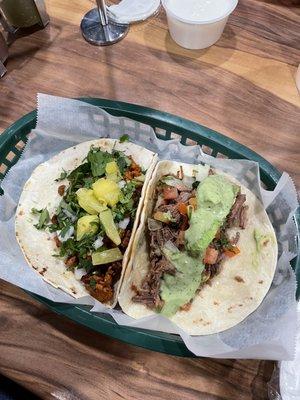 Brisket Taco and Al Pastor Taco