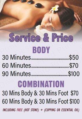 Massage Service &Price