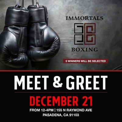 Come meet the owner and staff. Enjoy cocktails, DJ, and boxing!