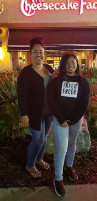 My mom and me together at cheesecake factory