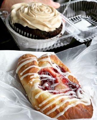 Cherry cheese danish and chocolate peanut butter cake