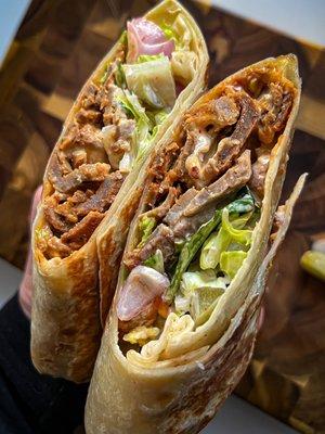 Lamb and beef gyro wrap - garlic sauce instead of Tzatziki