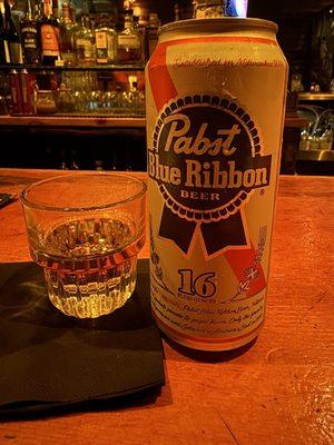 Ice cold Pabst & a shot