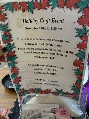 Holiday craft event