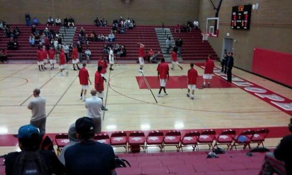 Varsity boys warming up for another victory.