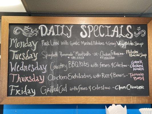 Chalkboard menu  Daily specials