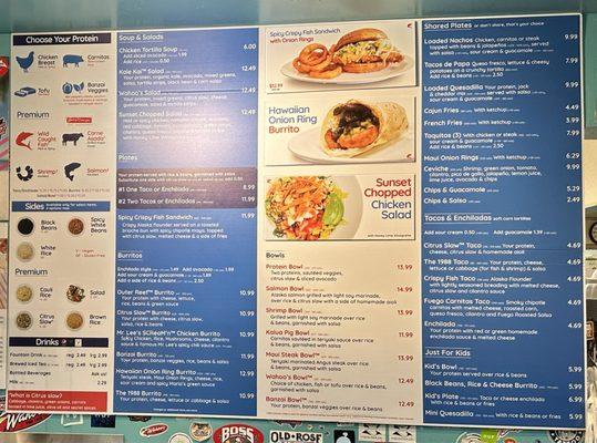 Wahoo's Wall Menu