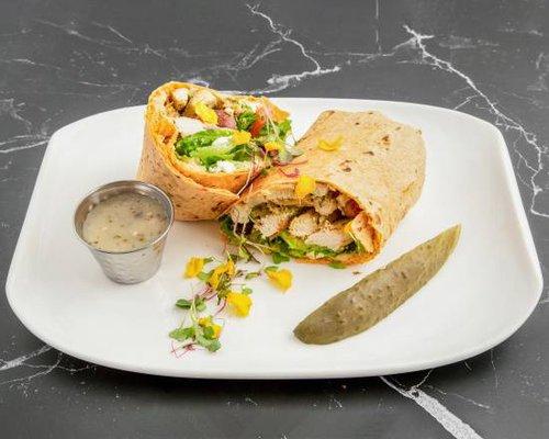 Mediterranean grilled chicken wrap