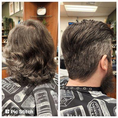 Nice transformation! Used a #5 on the sides and back, cut the top with scissors to create more texture