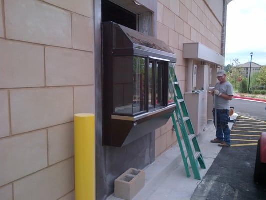 Drive-through windows.