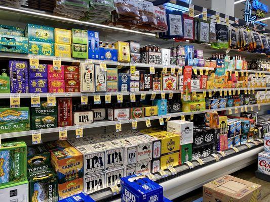 Cold beer & beef jerky section