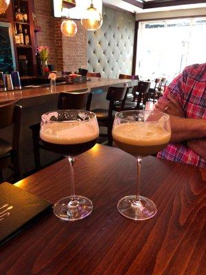 Espresso Martini- both ways Baileys or frangelica. Both good but Baileys is best . Of course I ordered frangelica!  A little sweeter.