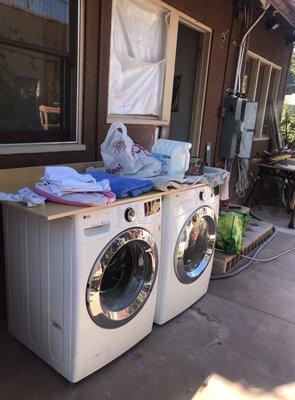 Our side-by-side washer/dryer outside for months during our kitchen remodel.