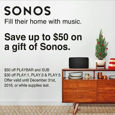 SONOS BEST DEAL! SEE STORES FOR DETAILS. 
Santa Monica: 310-451-6200