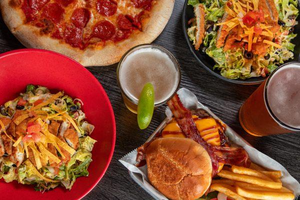 We have salads, burgers and pizza