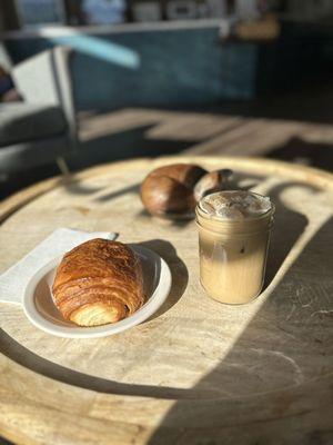 Chocolate Croissant and Butterscotch Latte (Iced)