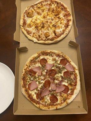 5 Cheese Pizza & Meat Lover's Pizza