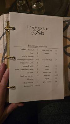 12/2024 Drink Table of contents in the long menu.  Not sure why it has their other location named instead of Chalet.