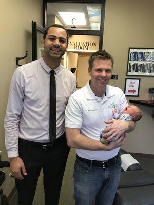 Dr. Matt and Dr Tate with my newborn baby after his adjustment!