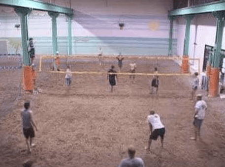 One of the many indoor beach courts.