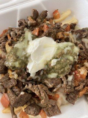 Brown Guacamole on carne asada fries. Yuck.