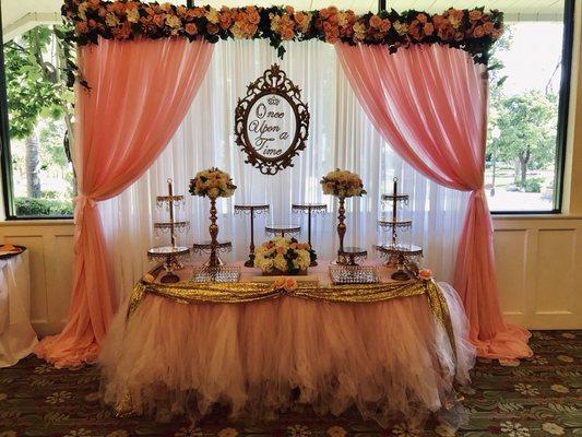 Backdrop and dessert table