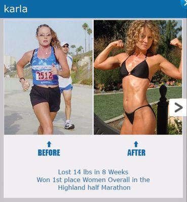 Karla lost 14lbs in 8 weeks on my coaching program and won 1st place women overall in the Highlands half marathon