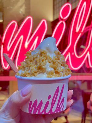 Cereal Milk Soft Serve Cup with Cornflake Crunch Topping