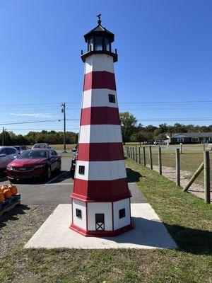 Lighthouse in parking lot