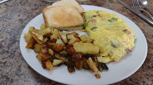 The Western Omelet with a side of toast and potatoes