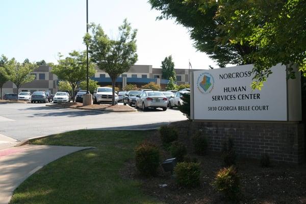 The tag office is located inside the Norcross Human Services Center.