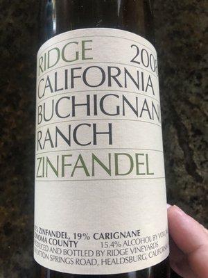 2008 ridge Zinfandel