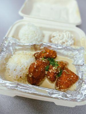 Ono Katsu with garlic cream sauce