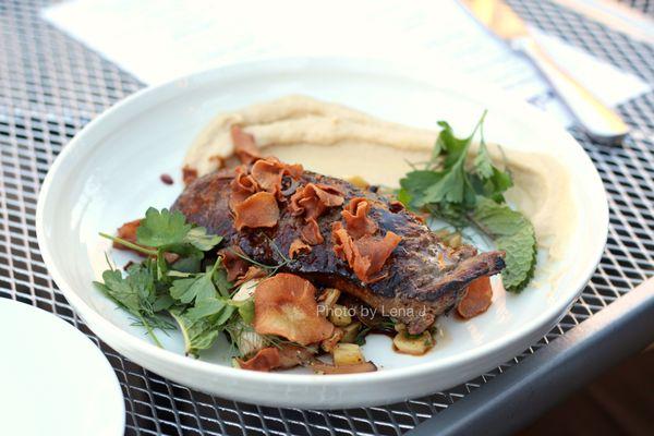 Grassfed Strip Steak ($32) - spring dug parsnip, spring onions, red wine reduction, insalata di hierbas