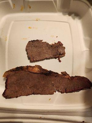 Top meat is tritip bottom is brisket. This is exactly how it looked when it came to us.