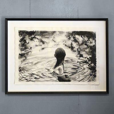 Float mounted this piece in a black and white frame design.