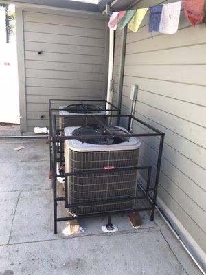 Outdoor condensers with theft cages Oakland