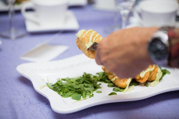 Duck Confit and corn empanada with an avocado cream. Best Empanada you ever had!