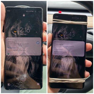 Samsung S10 Plus glass only replacement. Same-day repair. This repair takes 2-3 hours from start to finish.